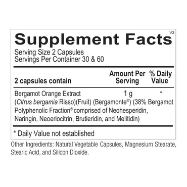 Ortho Molecular, Bergamot BPF, 120 Capsules UPC 615033015985 | Hilife Vitamins