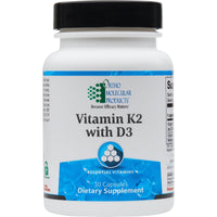 Ortho Molecular, Vitamin K2 with D3, 30 Capsules UPC 615033021252 | Hilife Vitamins