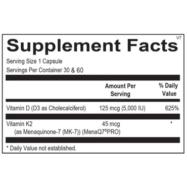 Ortho Molecular, Vitamin K2 with D3, 30 Capsules UPC 615033021252 | Hilife Vitamins