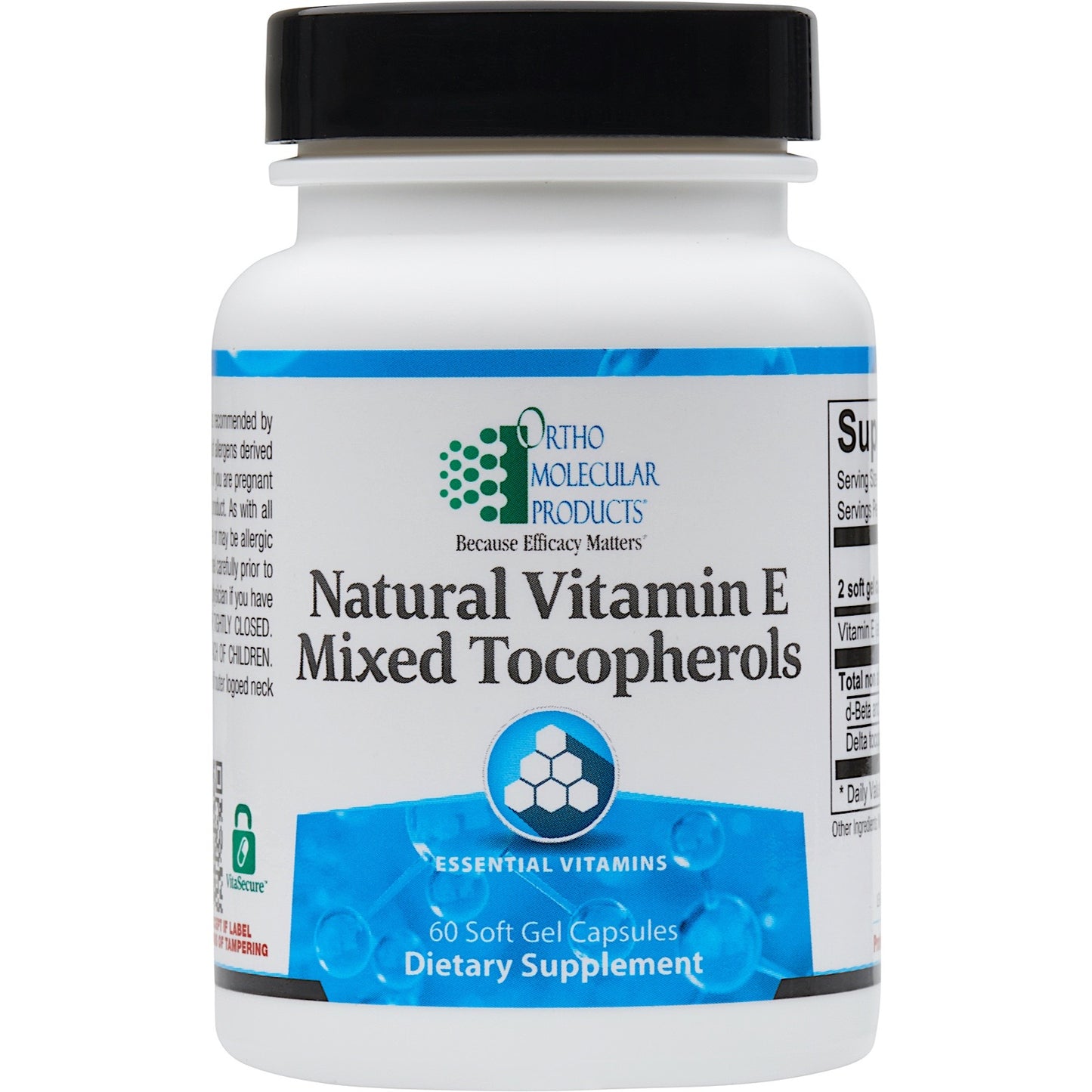 Ortho Molecular, Natural Vitamin E Mixed Tocopherols, 60 Softgels UPC 615033021313 | HiLife Vitamins