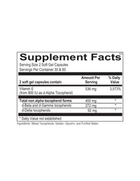 Ortho Molecular, Natural Vitamin E Mixed Tocopherols, 60 Softgels UPC 615033021313 | HiLife Vitamins