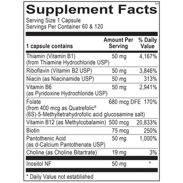 Ortho Molecular, Methyl B Complex, 120 Capsules UPC 615033023607 | Hilife Vitamins