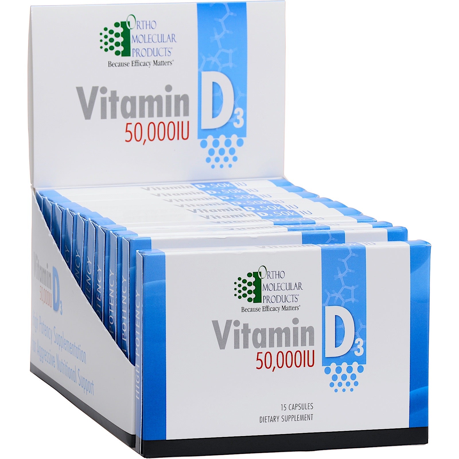 Ortho Molecular, Vitamin D3 50,000 IU, 10 15 Capsules Blisters, 150 Capsules UPC 615033031039 | HiLife Vitamins
