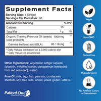 Patient One, Evening Primrose Oil 1000mg, 60 Softgels - HiLife Vitamins