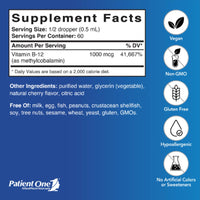Patient One, B-12 Methylcobalamin, 1 fl oz (30 mL) Liquid UPC 859782006287 | Hilife Vitamins