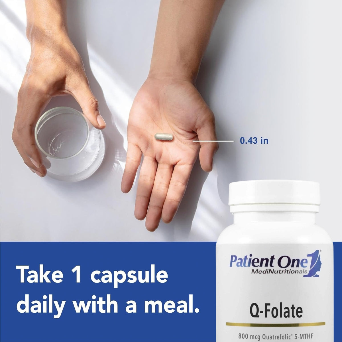Patient One, Q-Folate 800mcg (as 5-MTHF Quatrefolic), 60 Vegetable Capsules UPC 853959004359 | Hilife Vitamins