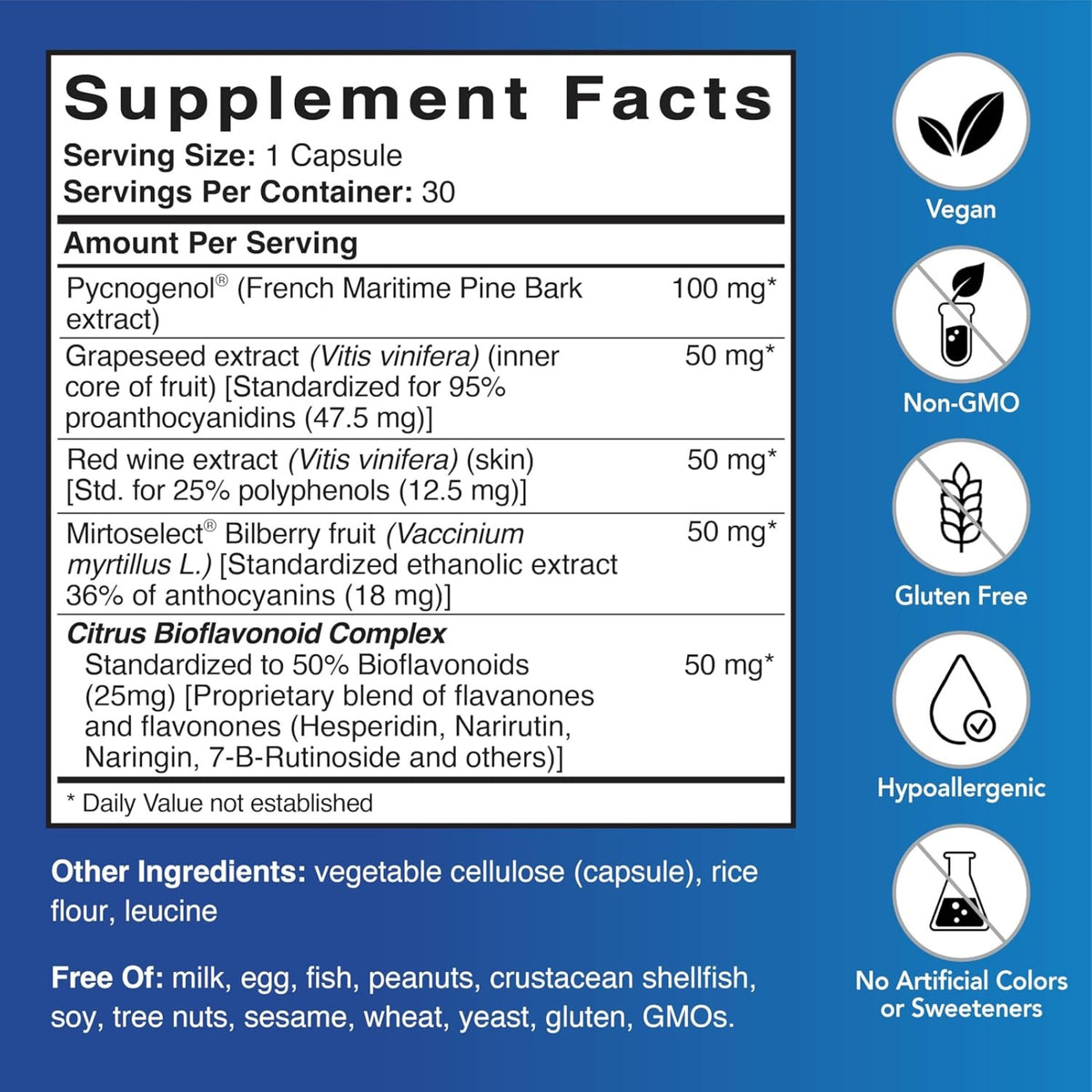 Patient One, Pycnogenol® OPC Complex 300 mg, 30 Vegetable Capsules UPC 853959004441 | Hilife Vitamins