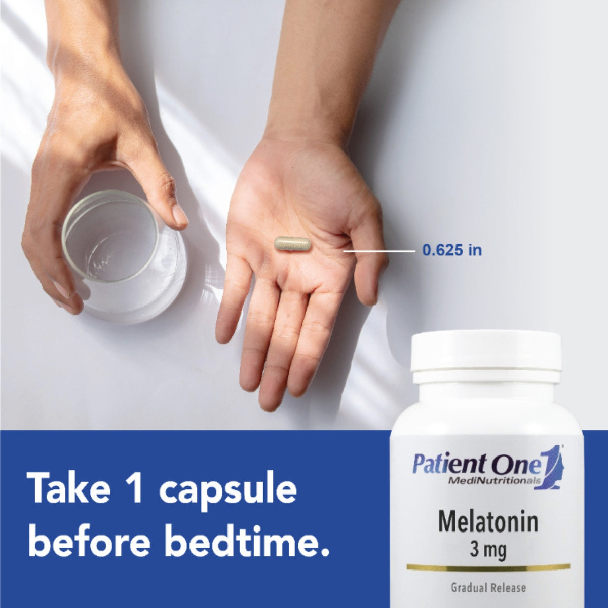 Patient One, Melatonin 3 mg Gradual Release, 60 Vegetable Capsules UPC 853959004601 | Hilife Vitamins