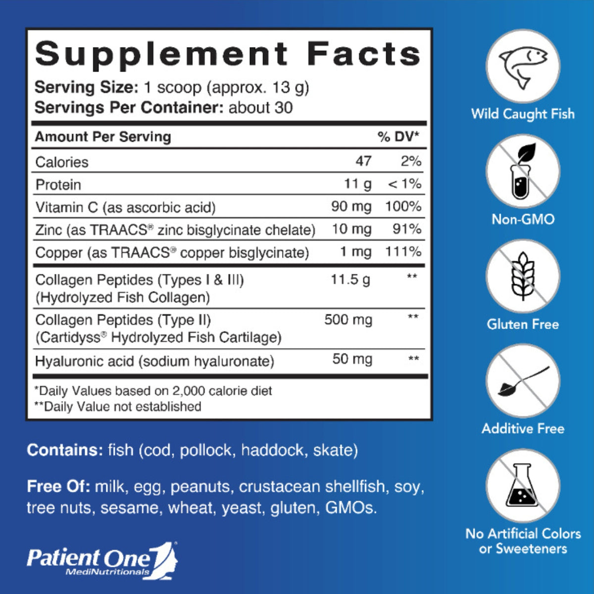 Patient One, Marine Collagen, 13.75 Oz Powder UPC 853959004656 | Hilife Vitamins