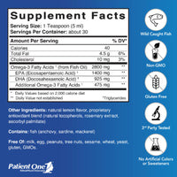 Patient One, Omega 2800, 150 ml Liquid UPC 853959004823 | Hilife Vitamins