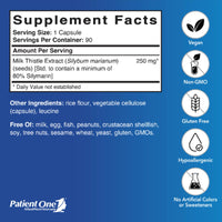 Patient One, Milk Thistle Extract 250mg, 90 Vegetable Capsules UPC 853959004878 | Hilife Vitamins