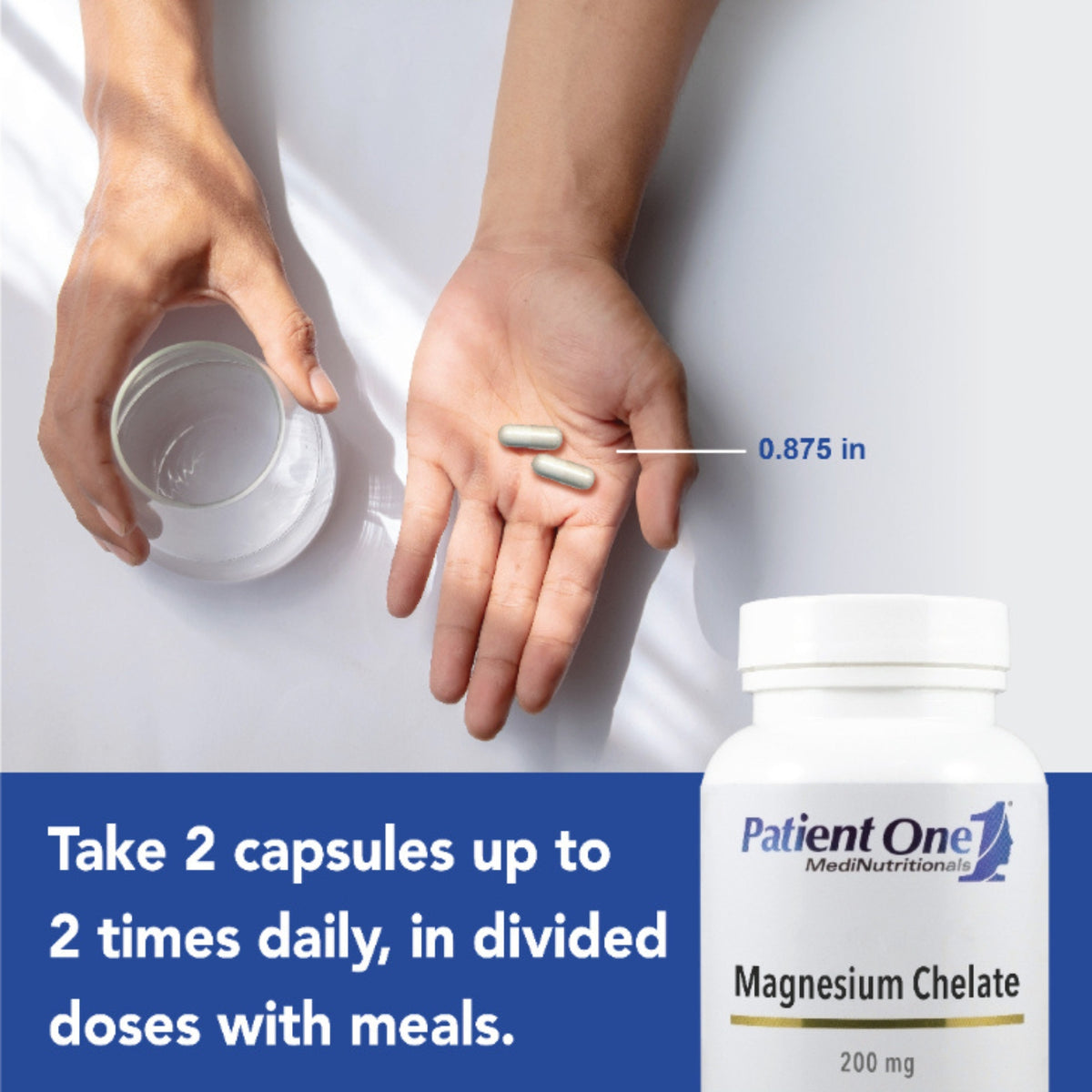 Patient One, Magnesium Chelate 200mg, 120 Vegetable Capsules UPC 853959004908 | Hilife Vitamins