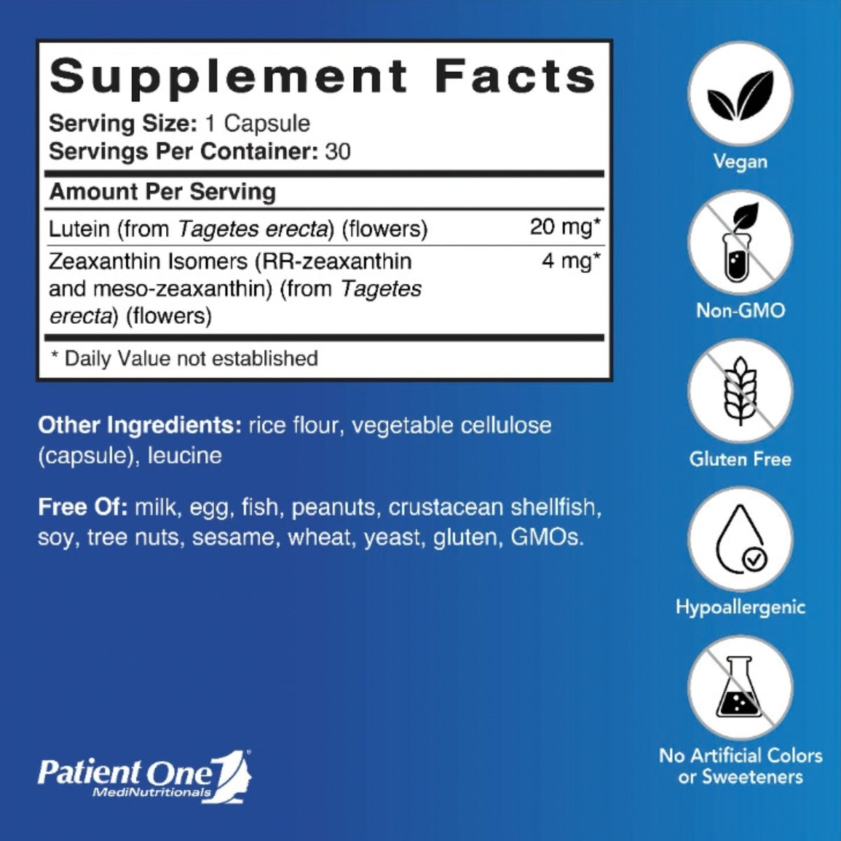 Patient One, Meso-Z Vision, 30 Vegetable Capsules UPC 853959004953 | Hilife Vitamins