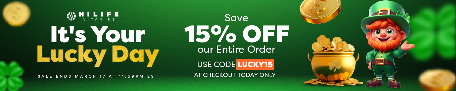 HiLIfe Vitamins St. Patrick's Day Sale Save 15% with code LUCKY15