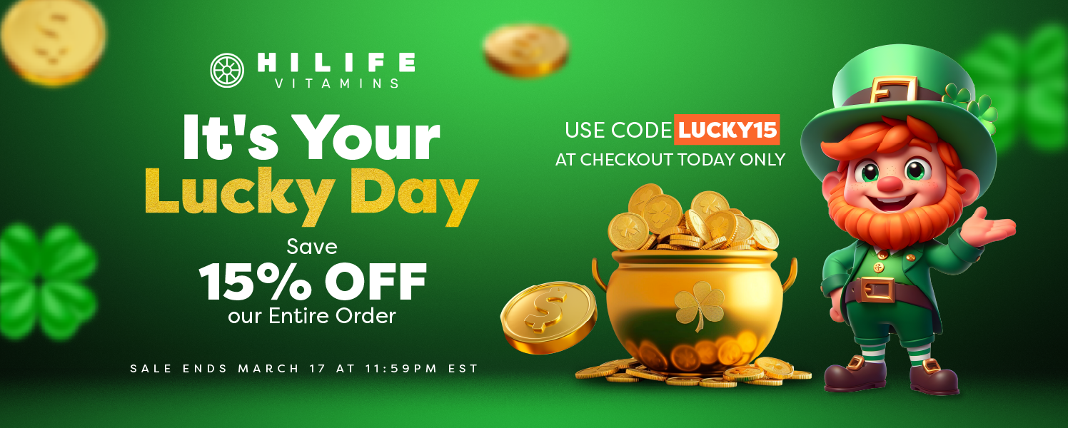 HiLIfe Vitamins St. Patrick's Day Sale Save 15% with code LUCKY15