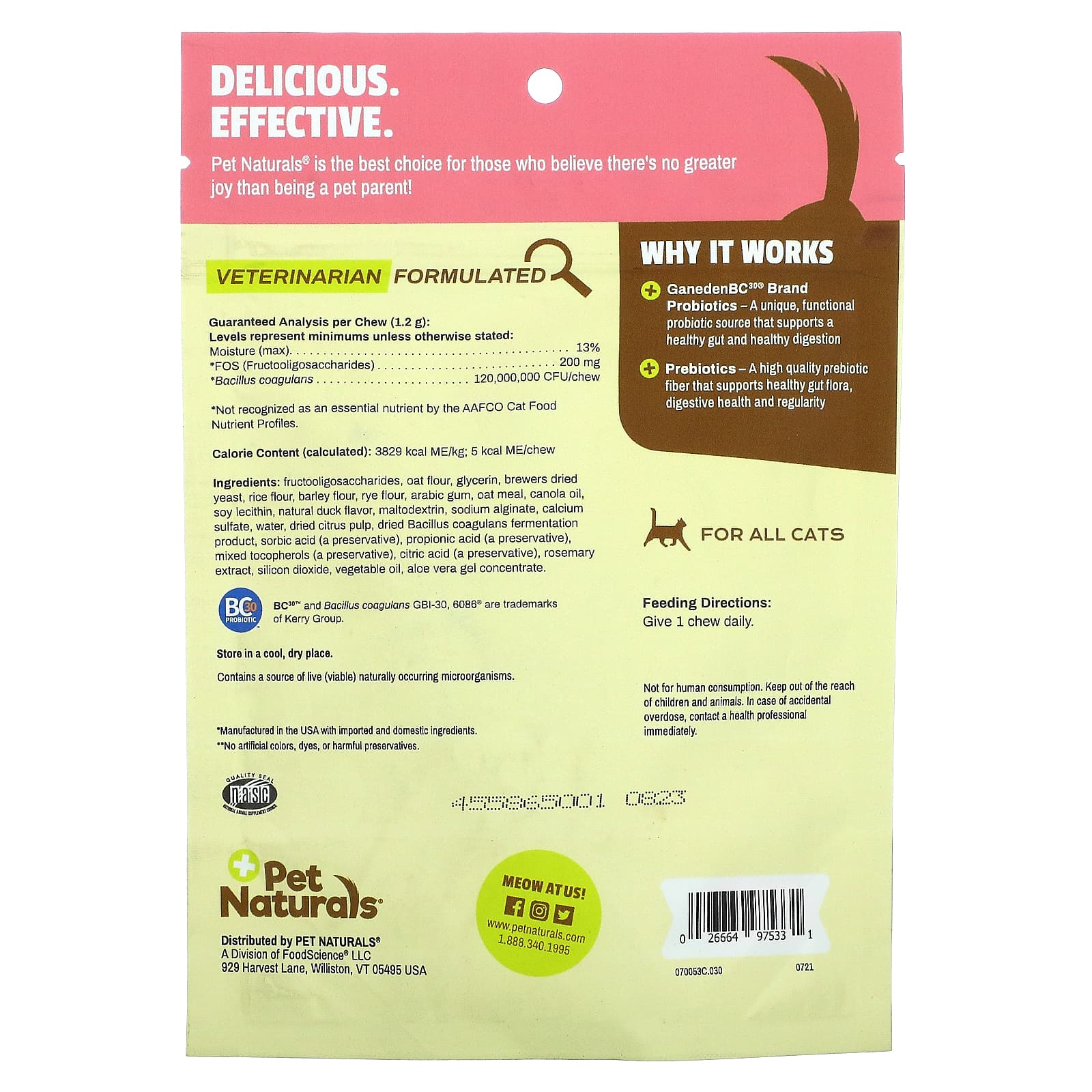 Pet Naturals, Daily Digest For Cats, 30 Chewables UPC 026664975331 | Hilife Vitamins