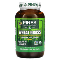 Pines, Wheat Grass 500mg, 500 Tablets UPC 043952000032 | Hilife Vitamins