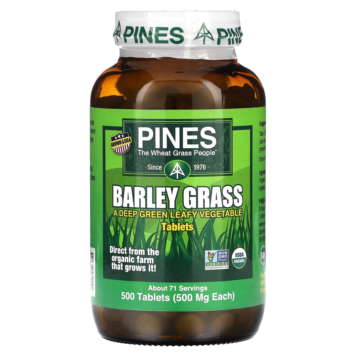 Pines, Barley Grass, 500 Tablets UPC 043952000384 | Hilife Vitamins