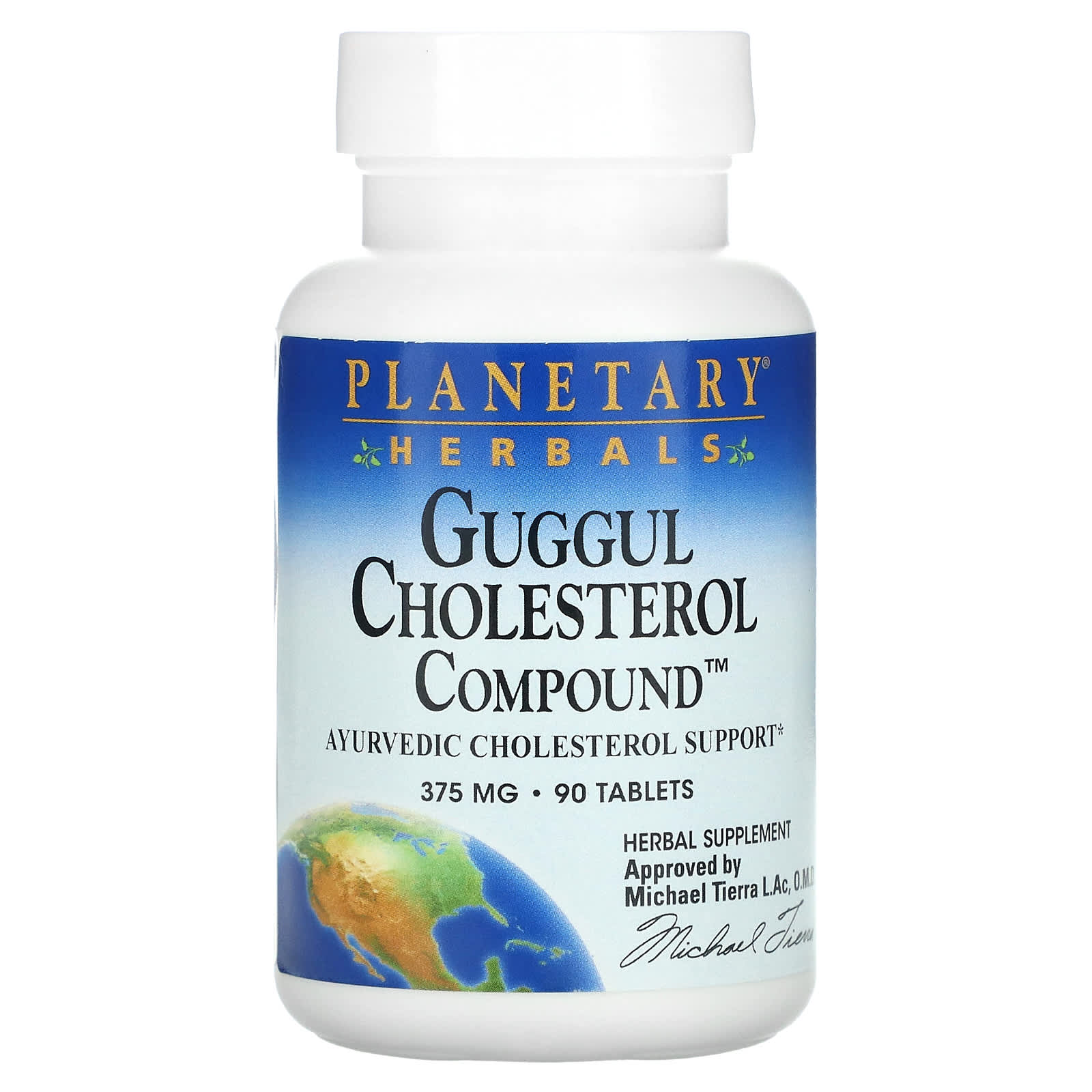 Planetary Herbals, Guggul Cholesterol Compound™ 375 mg, 90 Tablets UPC 021078101284 | Hilife Vitamins