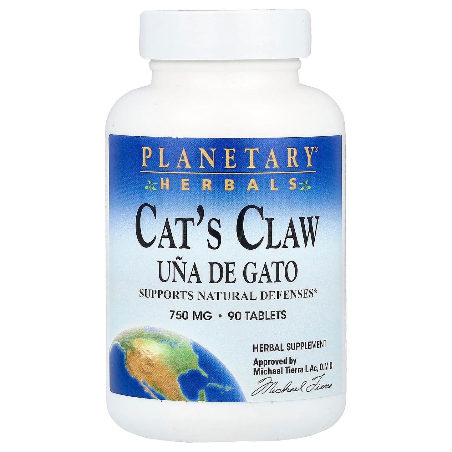 Planetary Herbals, Cat's Claw 750 mg, 90 Tablets UPC 021078102625 | Hilife Vitamins