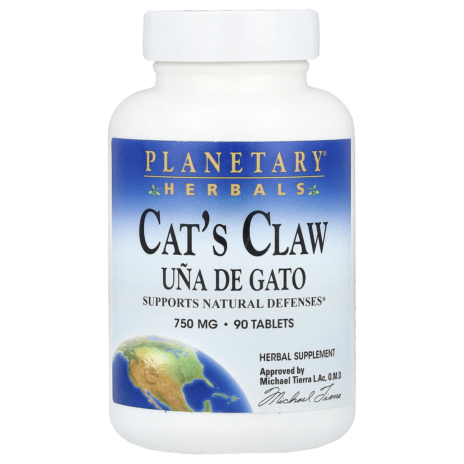 Planetary Herbals, Cat's Claw 750 mg, 90 Tablets UPC 021078102625 | Hilife Vitamins