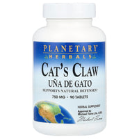 Planetary Herbals, Cat's Claw 750 mg, 90 Tablets UPC 021078102625 | Hilife Vitamins