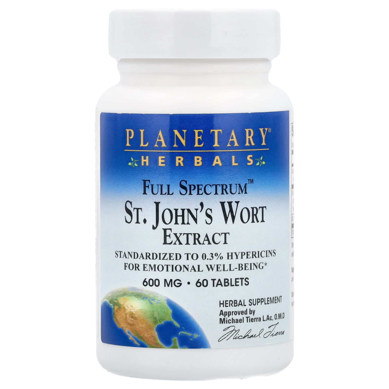 Planetary Herbals, St. John's Wort Extract, Full Spectrum™ 600 mg, 60 Tablets UPC 021078103042 | Hilife Vitamins