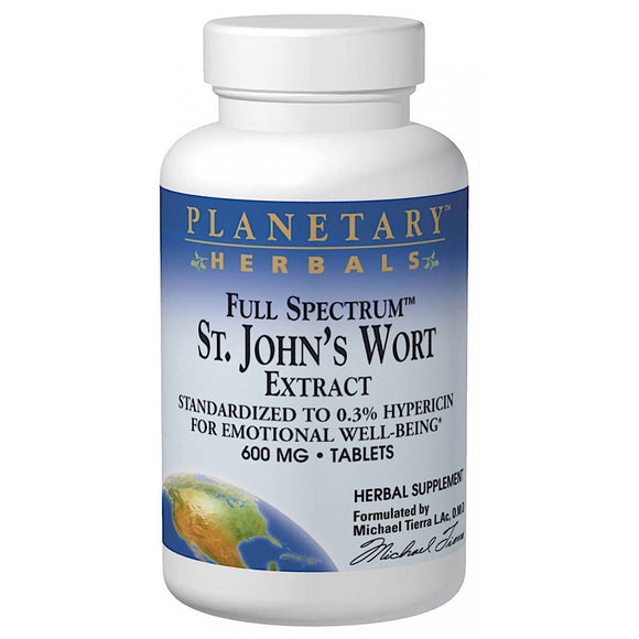 Planetary Herbals, St. John's Wort Extract, Full Spectrum™ 600 mg, 120 Tablets - 021078103394 | Hilife Vitamins