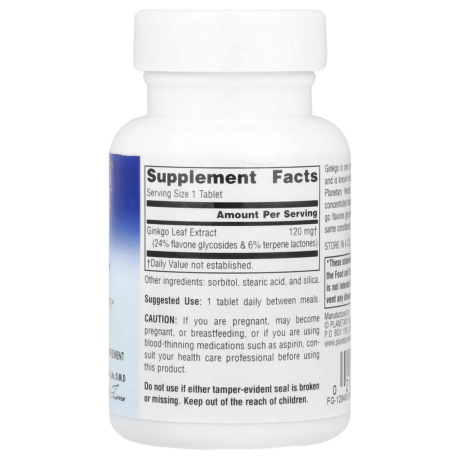 Planetary Herbals, Ginkgo Optimem 120 mg, 60 Tablets UPC 021078103585 | HiLife Vitamins