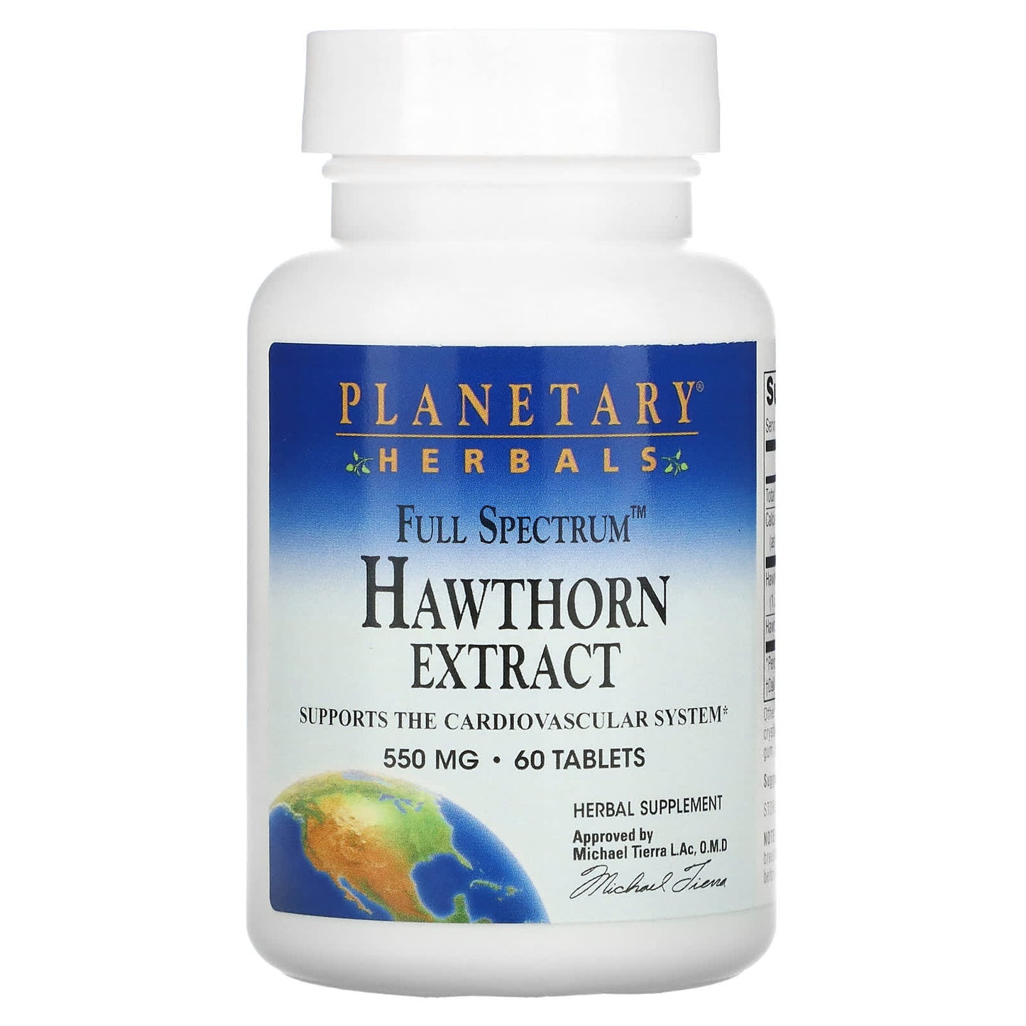 Planetary Herbals, Full Spectrum Hawthorn Extract, 550 mg, 60 Tablets UPC 021078103967 | HiLife Vitamins