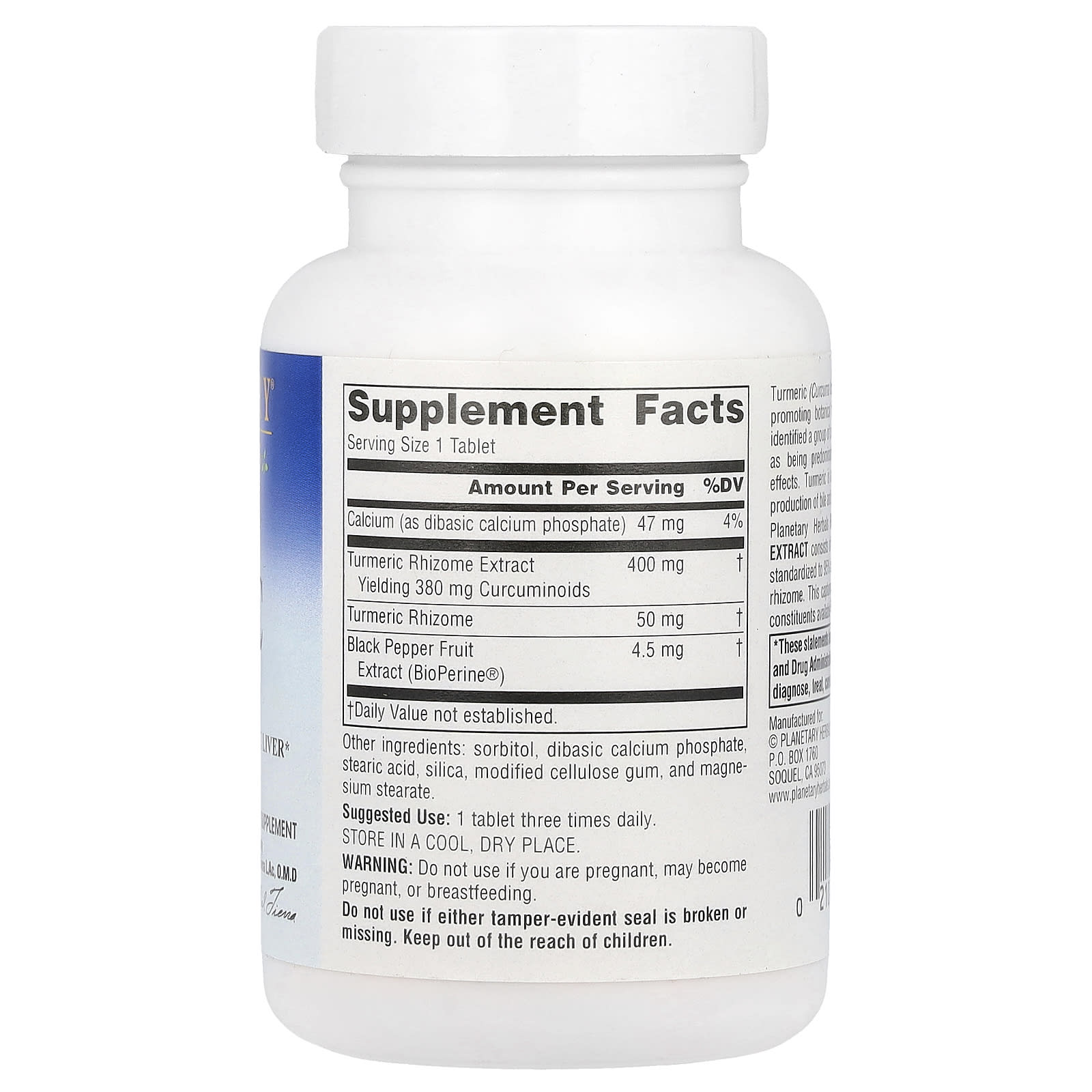 Planetary Herbals, Turmeric Extract, Full Spectrum™ 450 mg, 60 Tablets UPC 021078103981 | Hilife Vitamins