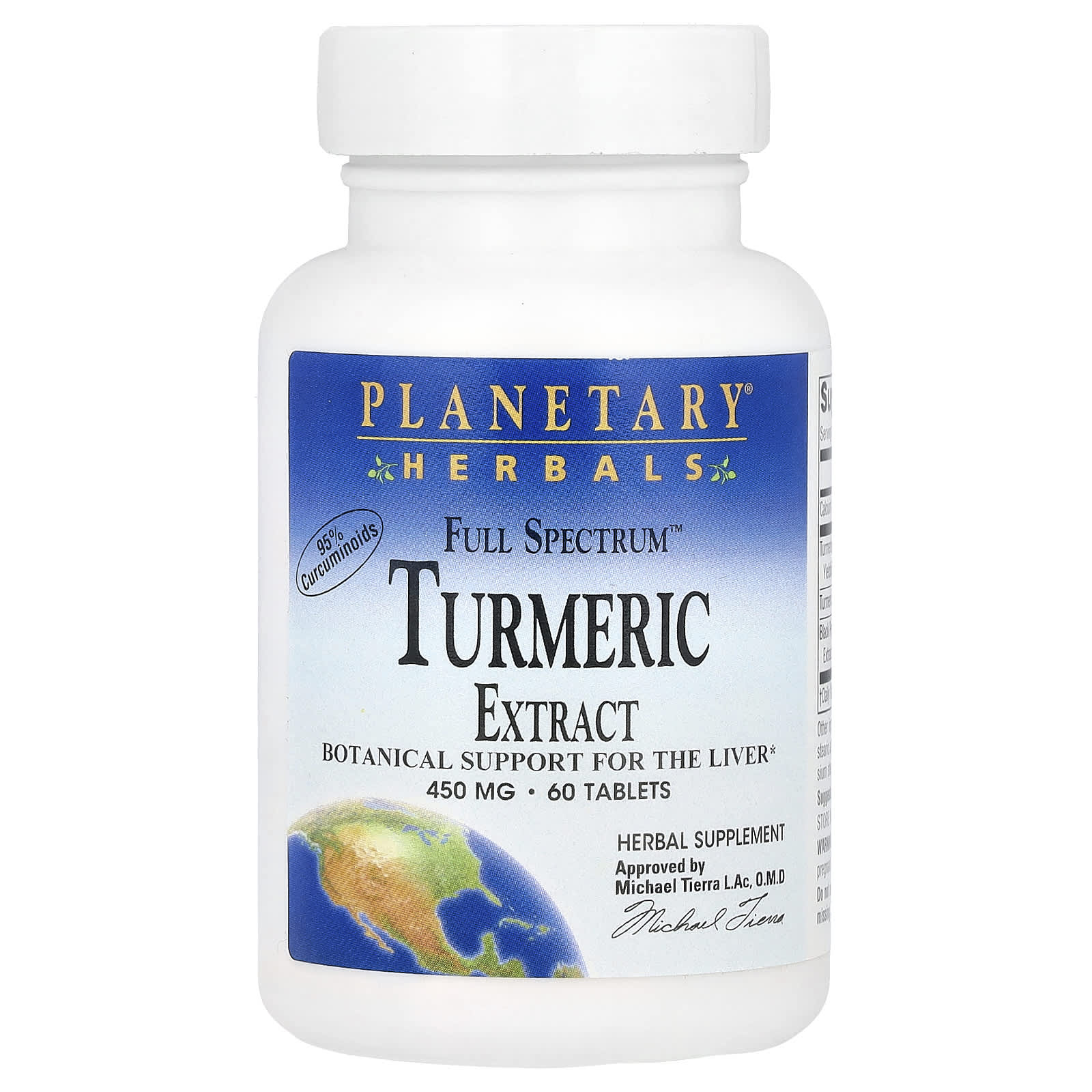 Planetary Herbals, Turmeric Extract, Full Spectrum™ 450 mg, 60 Tablets UPC 021078103981 | Hilife Vitamins