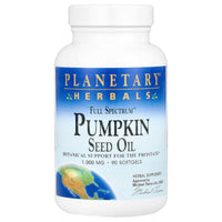 Planetary Herbals, Pumpkin Seed Oil, Full Spectrum 1000 mg, 90 Softgels UPC 021078104223 | Hilife Vitamins