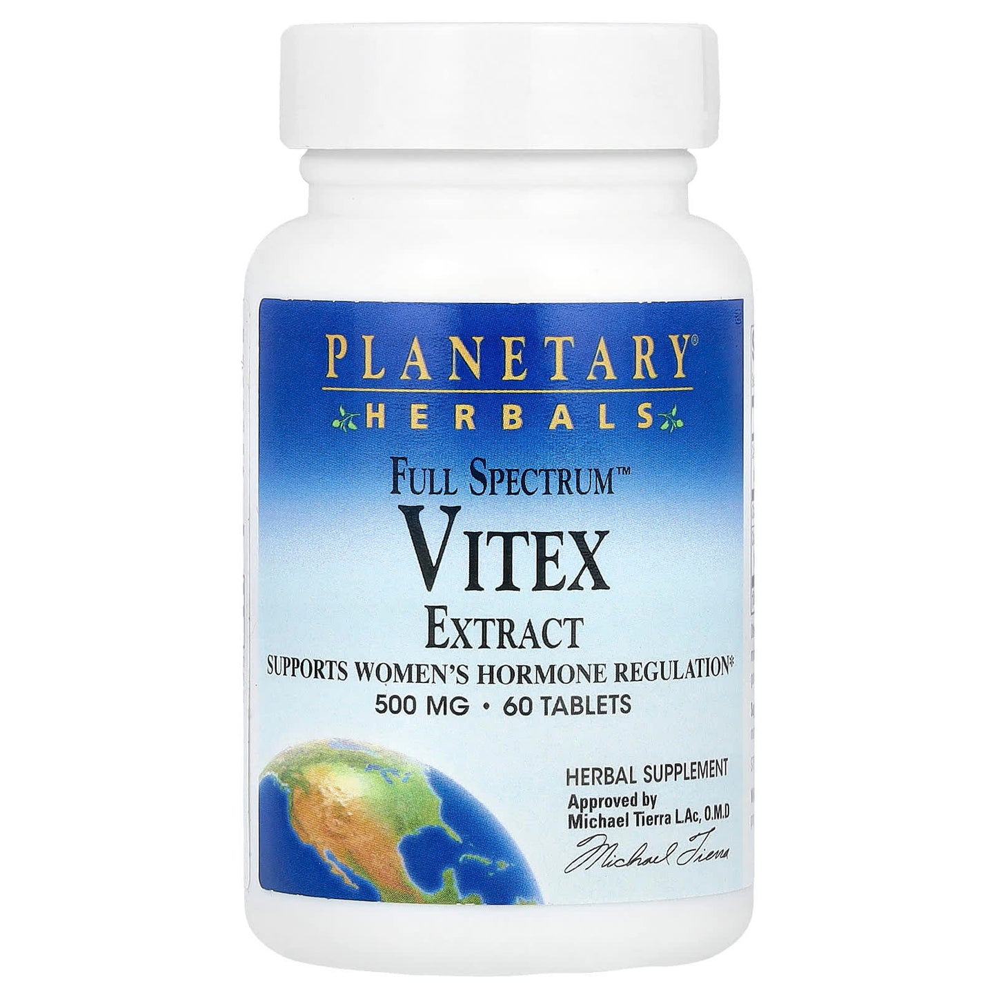 Planetary Herbals, Vitex Extract, Full Spectrum 500 mg, 60 Tablets UPC 021078104230 | Hilife Vitamins
