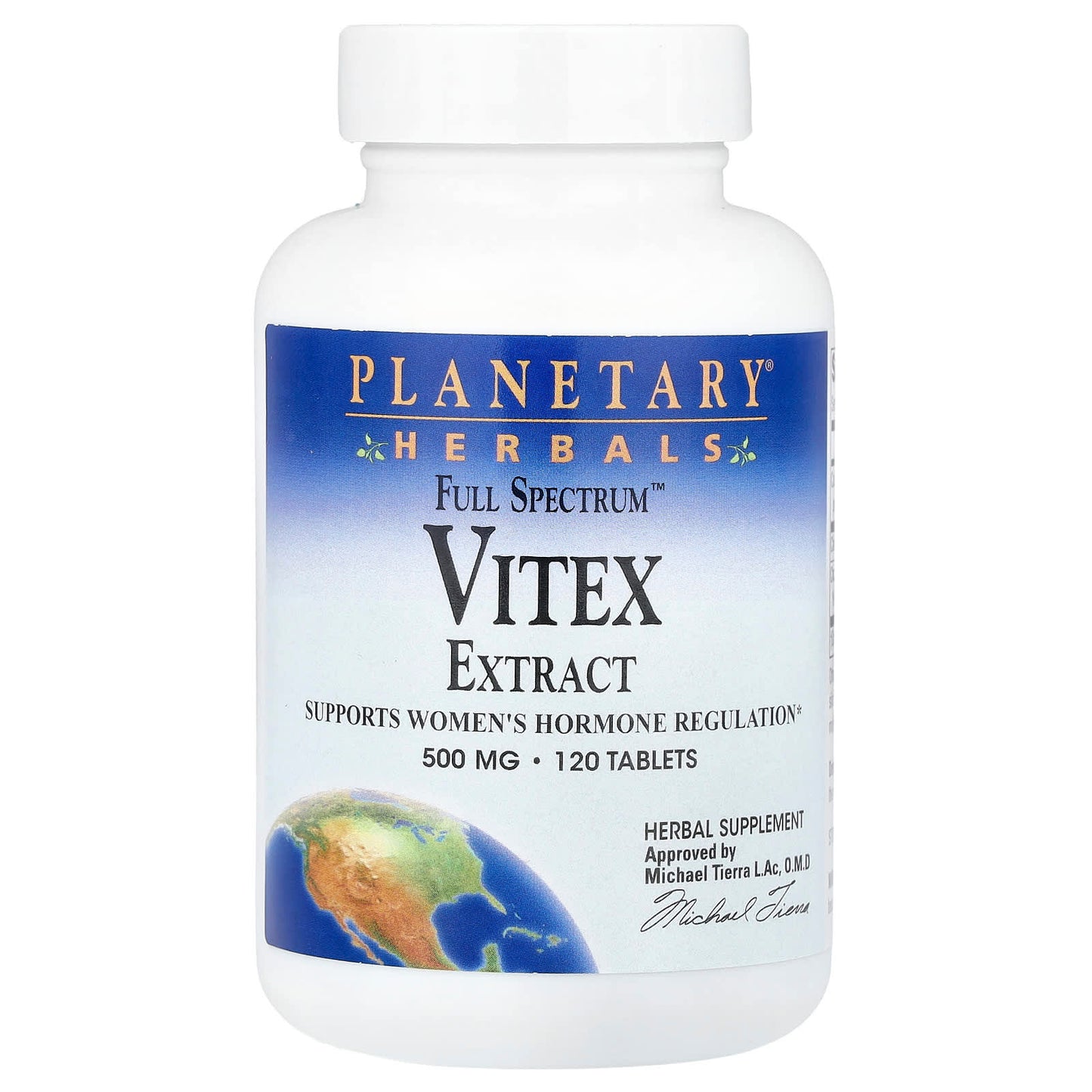 Planetary Herbals, Vitex Extract, Full Spectrum™ 500 mg, 120 Tablets UPC 021078104247 | HiLife Vitamins