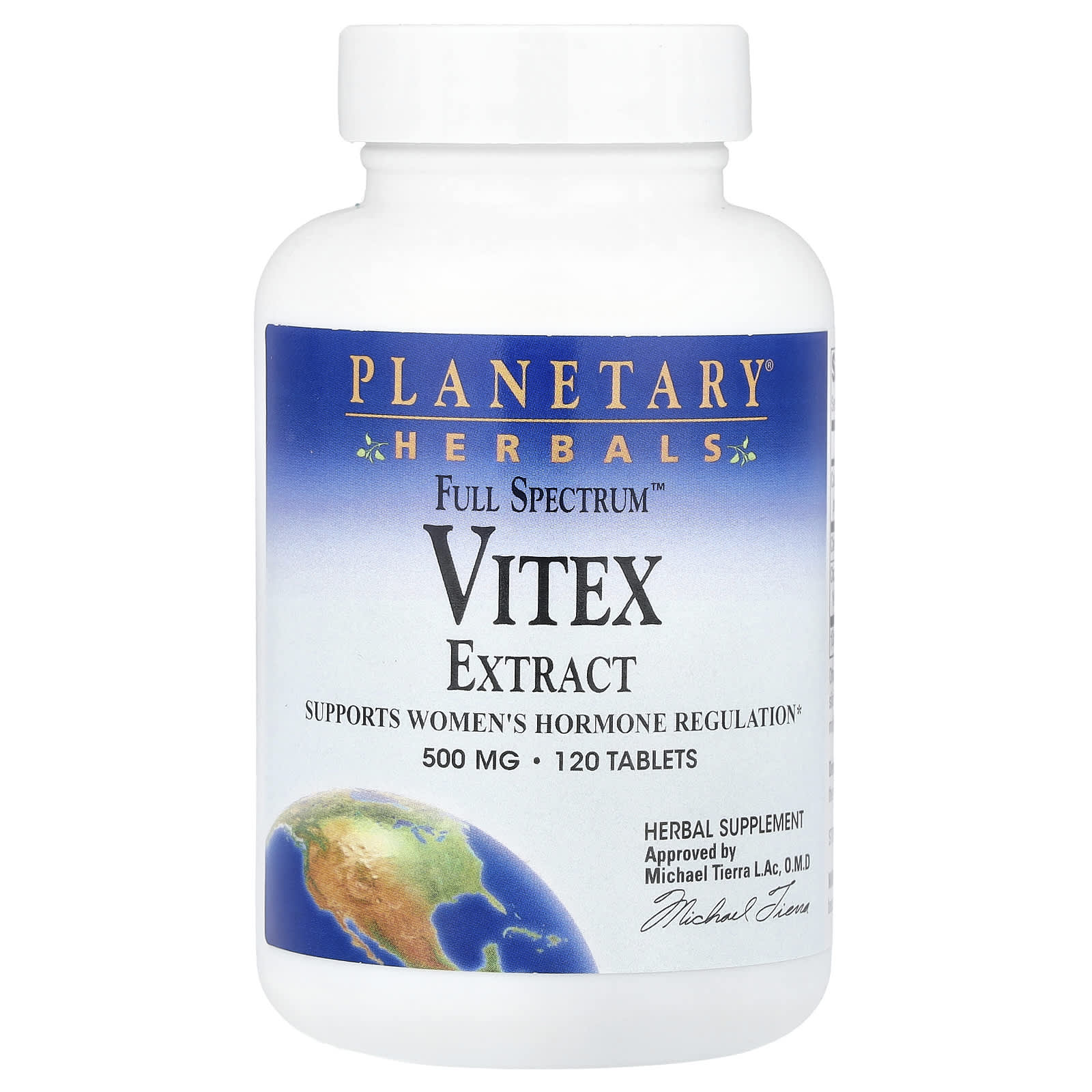 Planetary Herbals, Vitex Extract, Full Spectrum™ 500 mg, 120 Tablets UPC 021078104247 | HiLife Vitamins