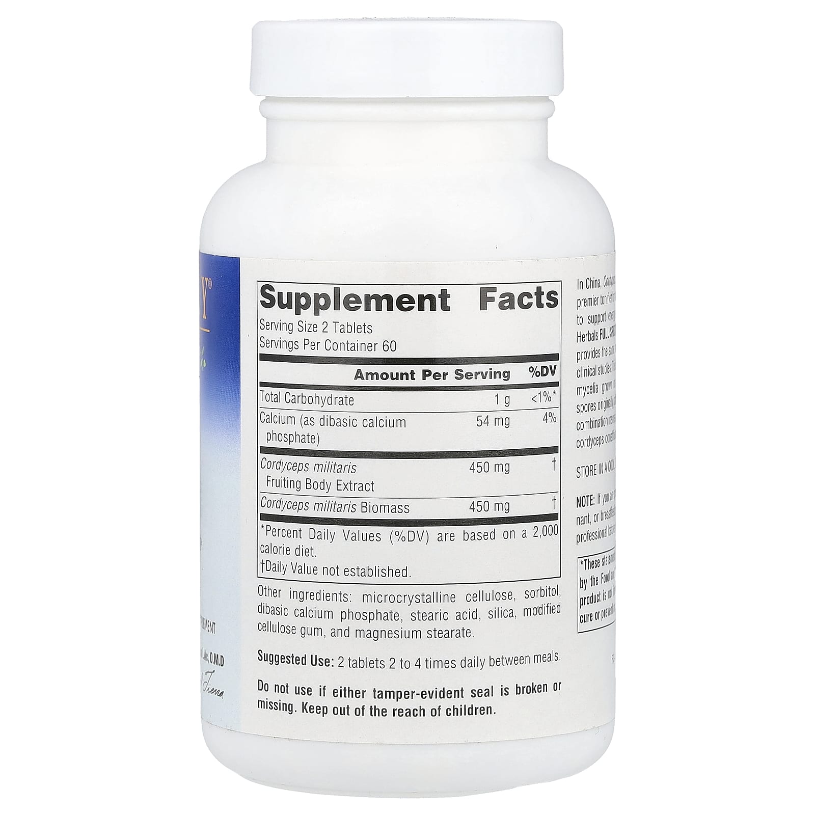 Planetary Herbals, Cordyceps 450™, Full Spectrum™ 450 mg, 120 Tablets UPC 021078104339 | HiLife Vitamins