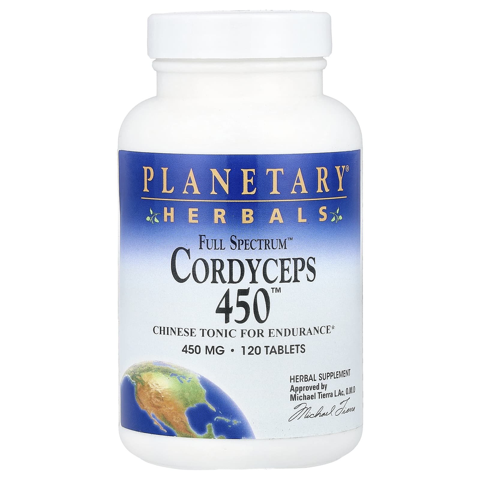Planetary Herbals, Cordyceps 450™, Full Spectrum™ 450 mg, 120 Tablets UPC 021078104339 | Hilife Vitamins