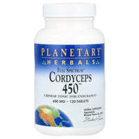 Planetary Herbals, Cordyceps 450™, Full Spectrum™ 450 mg, 120 Tablets UPC 021078104339 | Hilife Vitamins