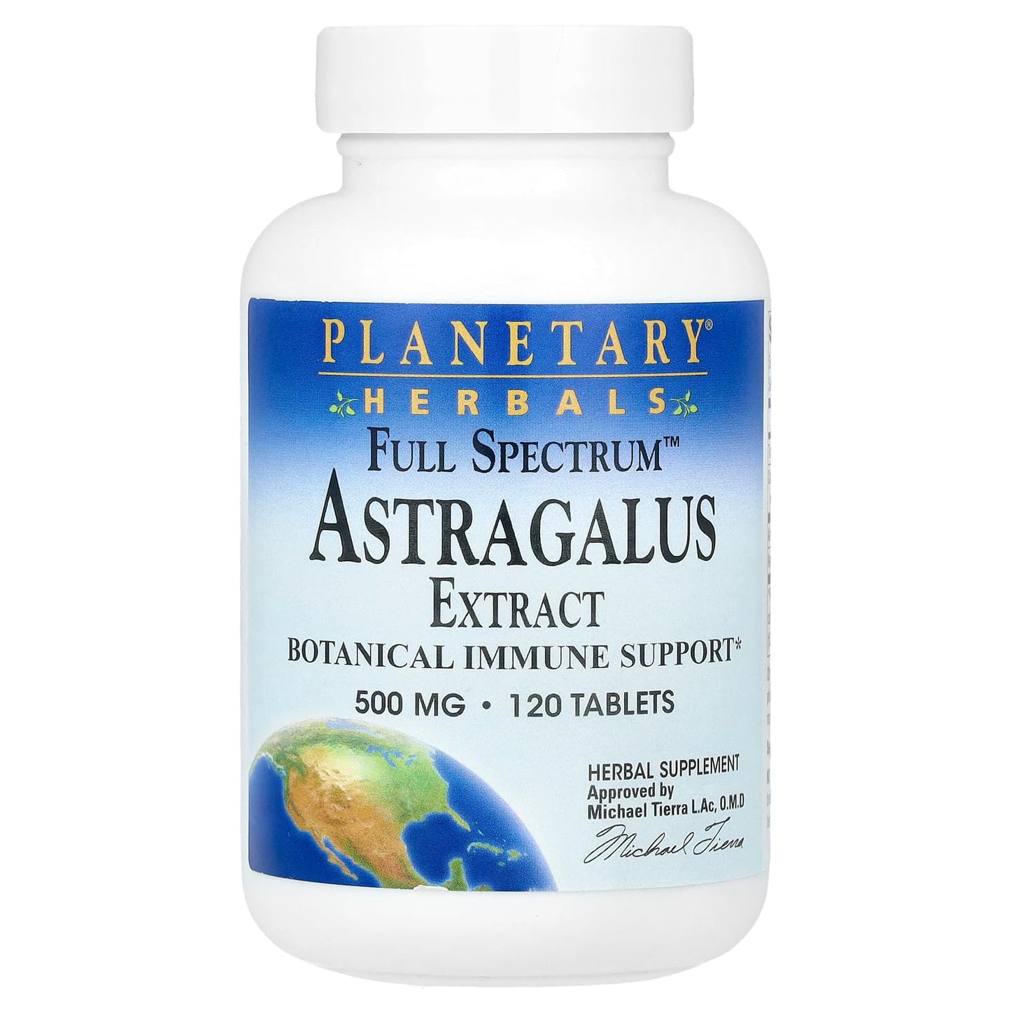 Planetary Herbals, Astragalus Extract, Full Spectrum 500 mg, 120 Tablets - 021078104377 | Hilife Vitamins