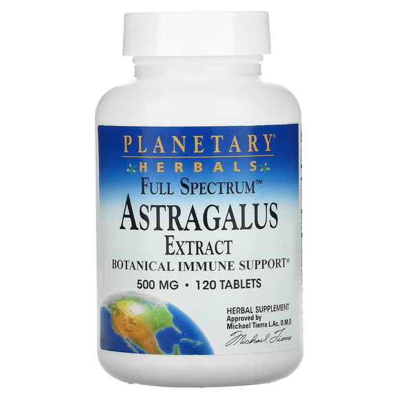 Planetary Herbals, Astragalus Extract, Full Spectrum 500 mg, 120 Tablets - 021078104377 | Hilife Vitamins