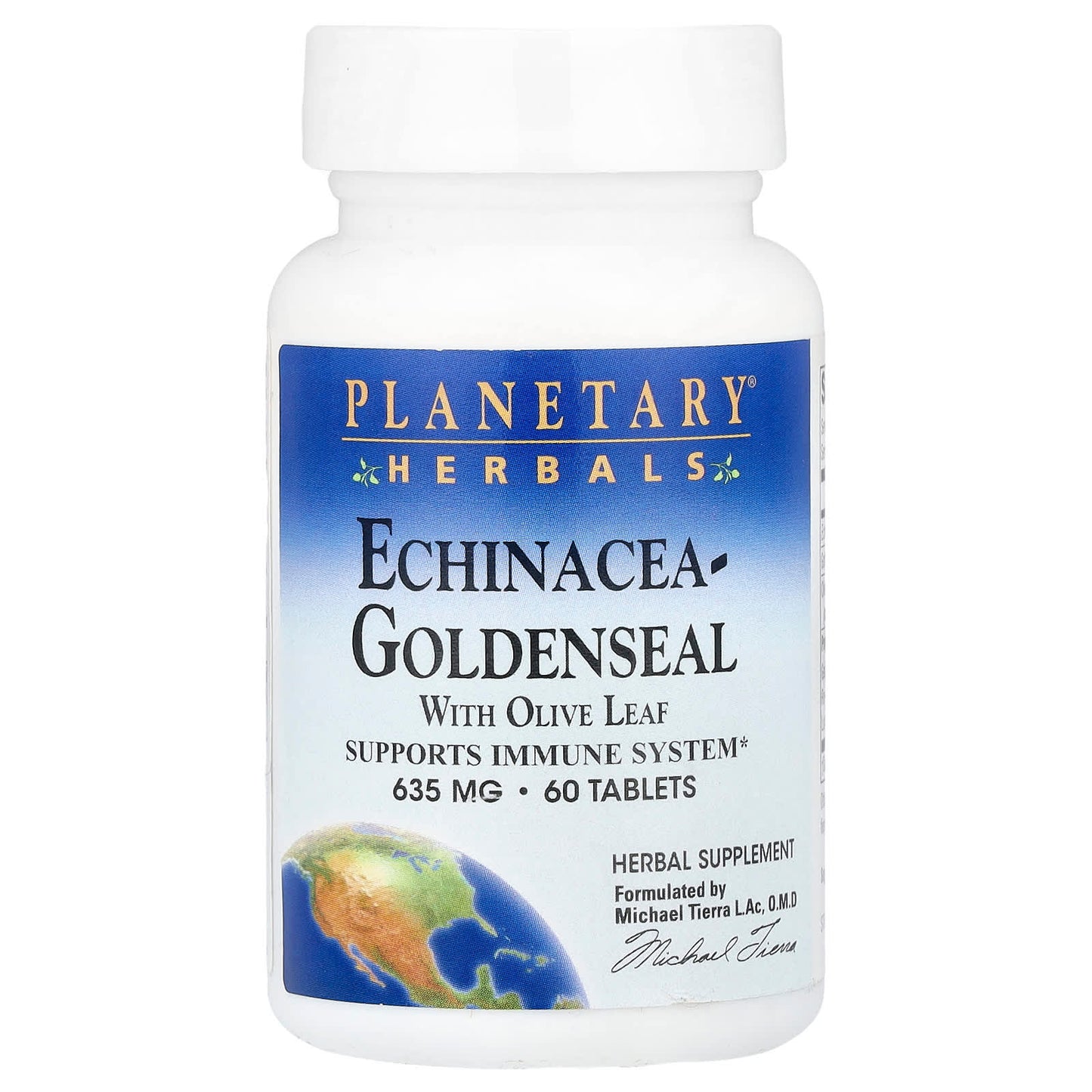 Planetary Herbals, Echinacea-Goldenseal With Olive Leaf 635 mg, 60 Tablets UPC 021078104469 | HiLife Vitamins