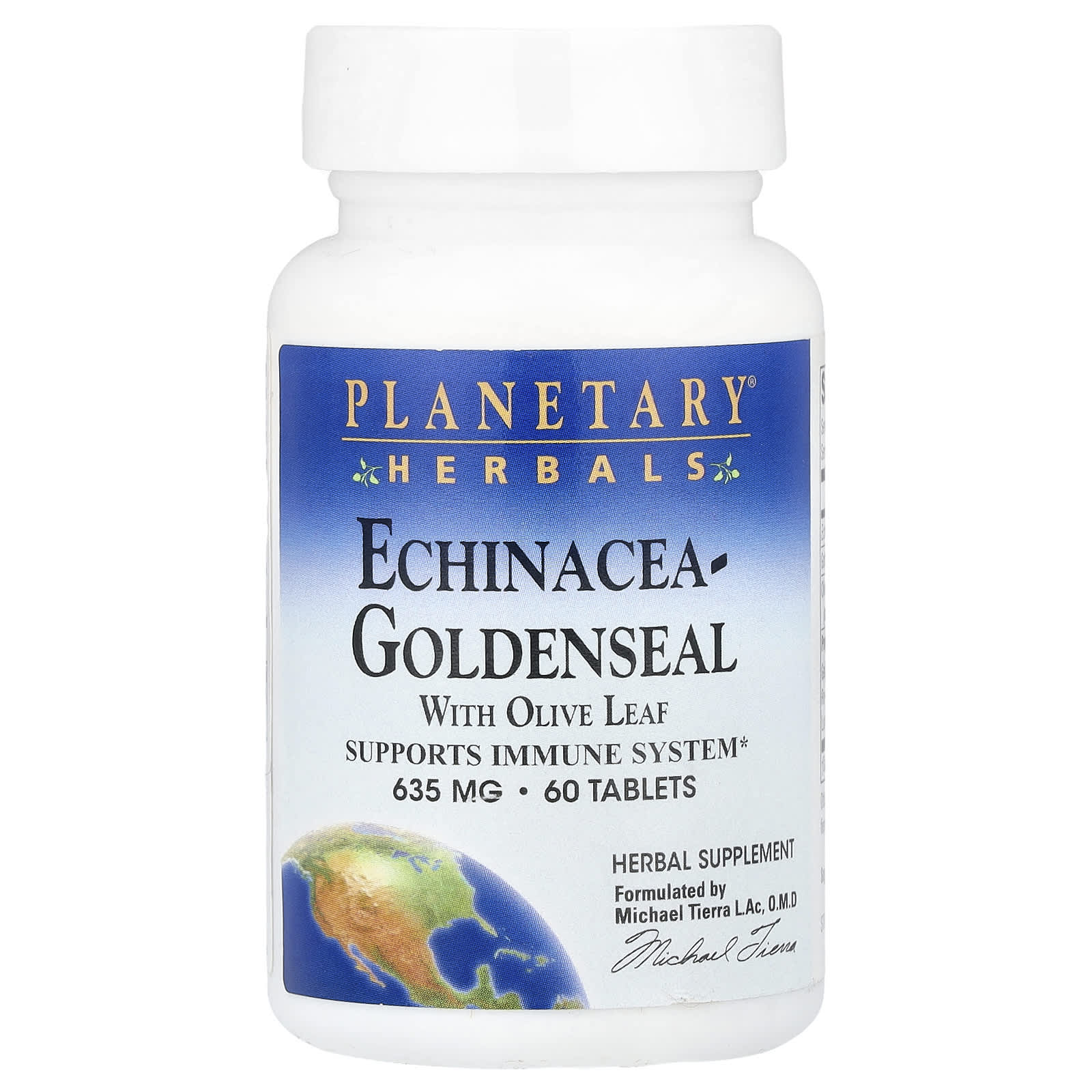 Planetary Herbals, Echinacea-Goldenseal With Olive Leaf 635 mg, 60 Tablets UPC 021078104469 | HiLife Vitamins