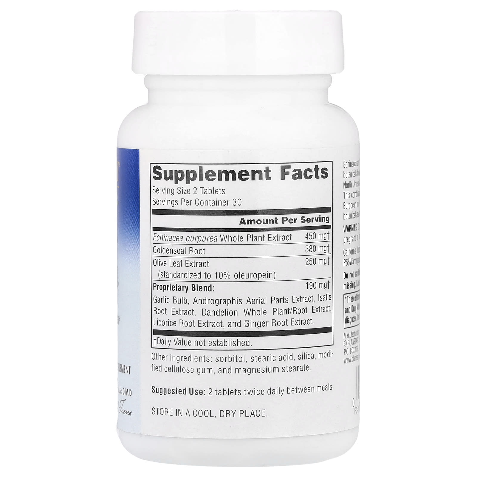 Planetary Herbals, Echinacea-Goldenseal With Olive Leaf 635 mg, 60 Tablets UPC 021078104469 | HiLife Vitamins
