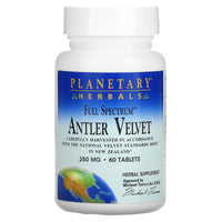 Planetary Herbals, Antler Velvet, Full Spectrum 250 mg, 60 Tablets - 021078104544 | Hilife Vitamins