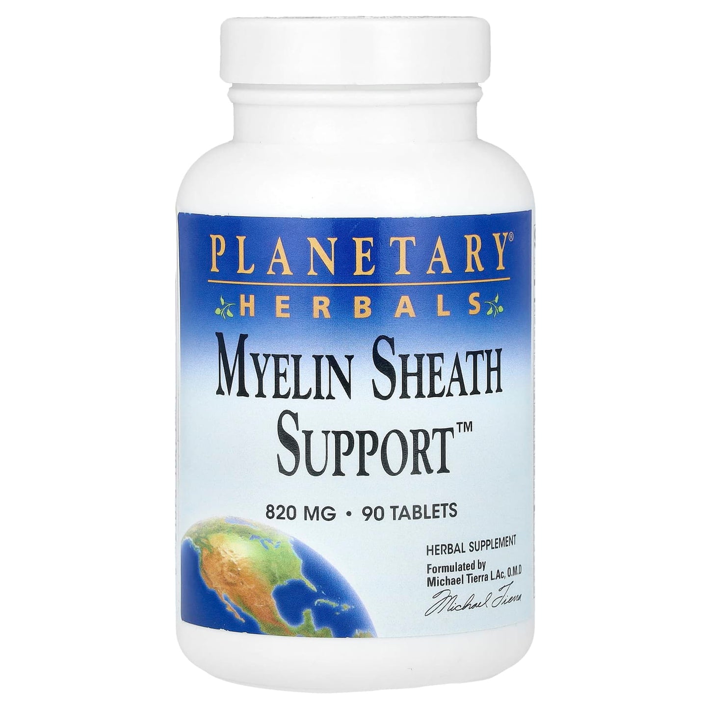 Planetary Herbals, Myelin Sheath Support 820 mg, 90 Tablets UPC 021078104711 | HiLife Vitamins