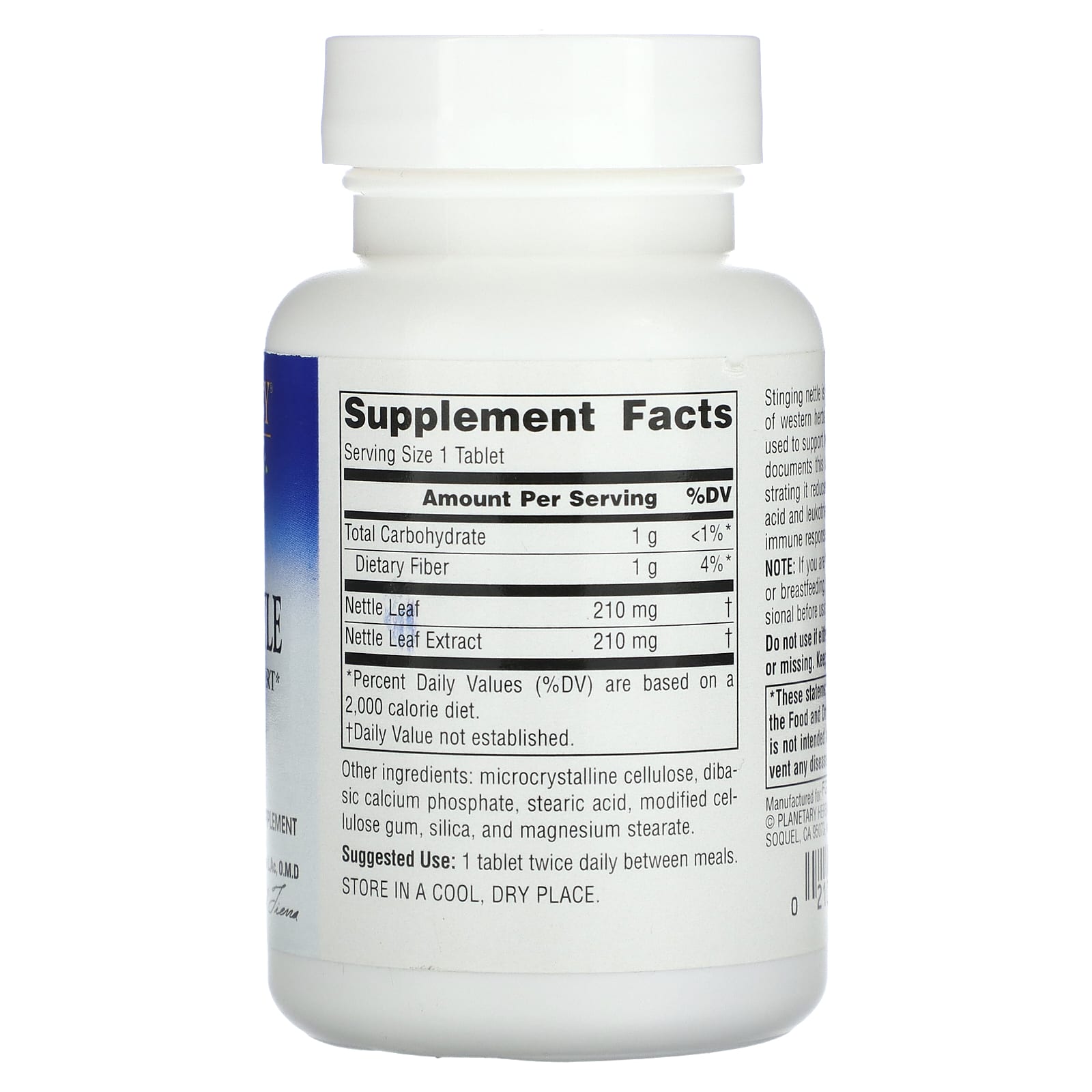 Planetary Herbals, Stinging Nettles, Freeze-Dried 420 mg, 60 Tablets UPC 021078104766 | HiLife Vitamins