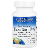 Planetary Herbals, Horny Goat Weed, Full Spectrum™ 600 mg, 90 Tablets UPC 021078104827 | HiLife Vitamins