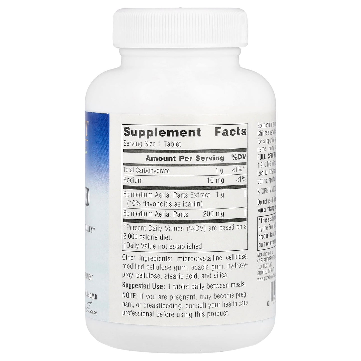Planetary Herbals, Horny Goat Weed, Full Spectrum 1200 mg, 60 Tablets UPC 021078104841 | HiLife Vitamins