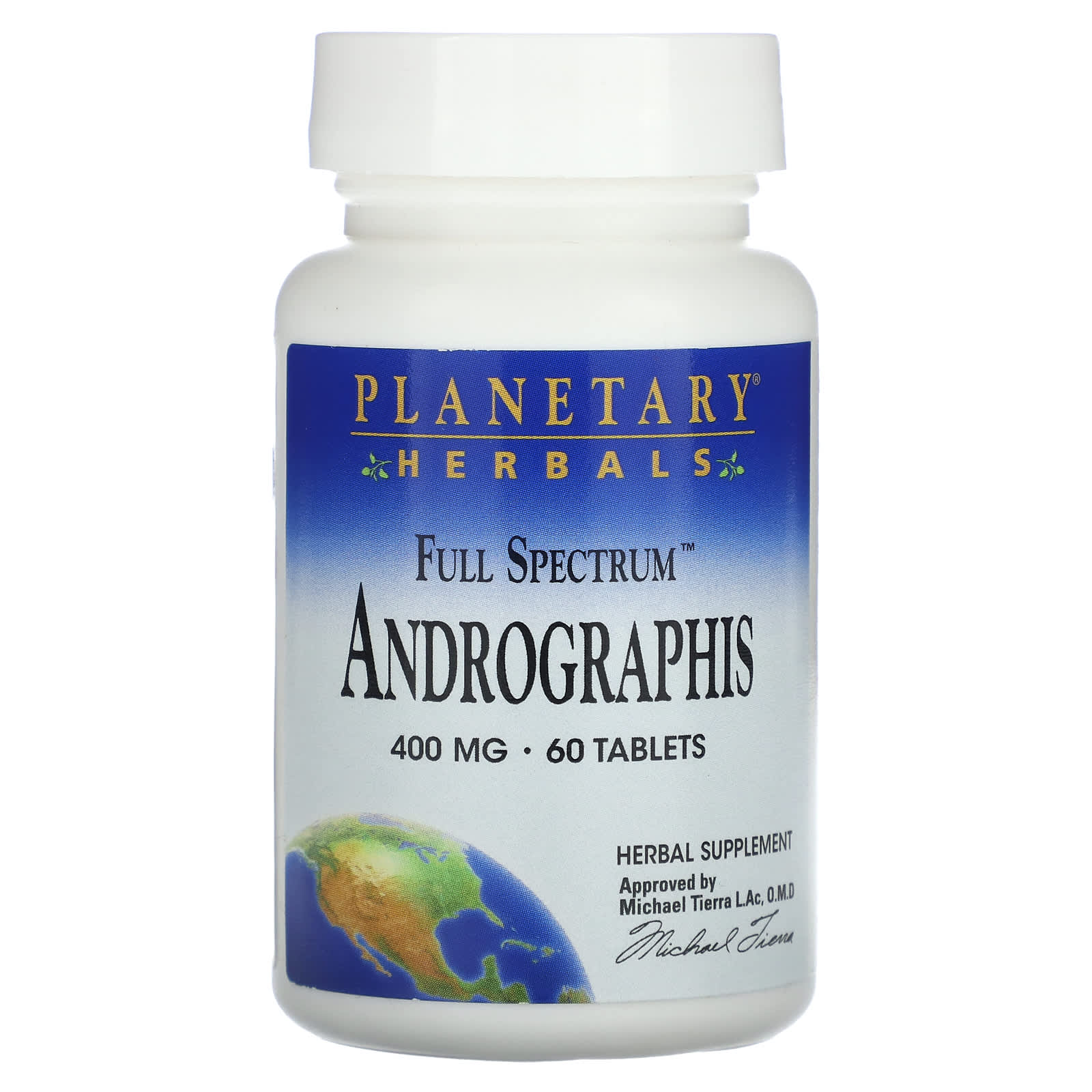 Planetary Herbals, Andrographis, Full Spectrum 400 mg, 60 Tablets UPC 021078104872 | Hilife Vitamins